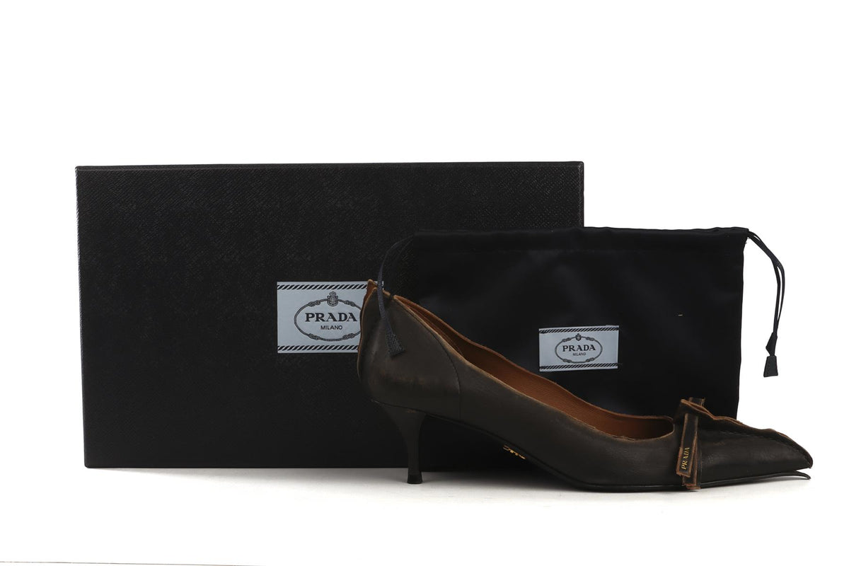 PRADA BLACK 2025 LEATHER PUMPS EU 39 UK 6 US 9