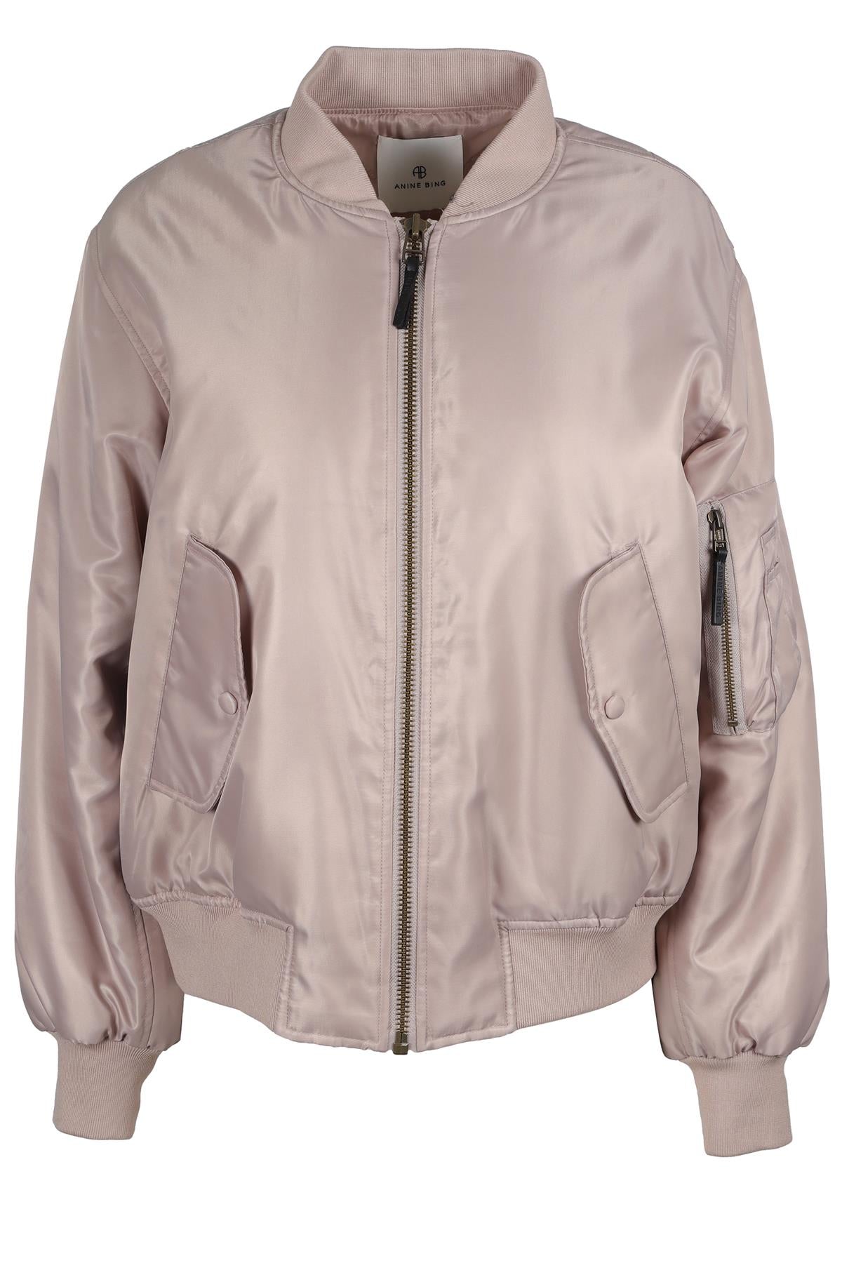 ANINE BING BEIGE SHELL BOMBER JACKET XSMALL