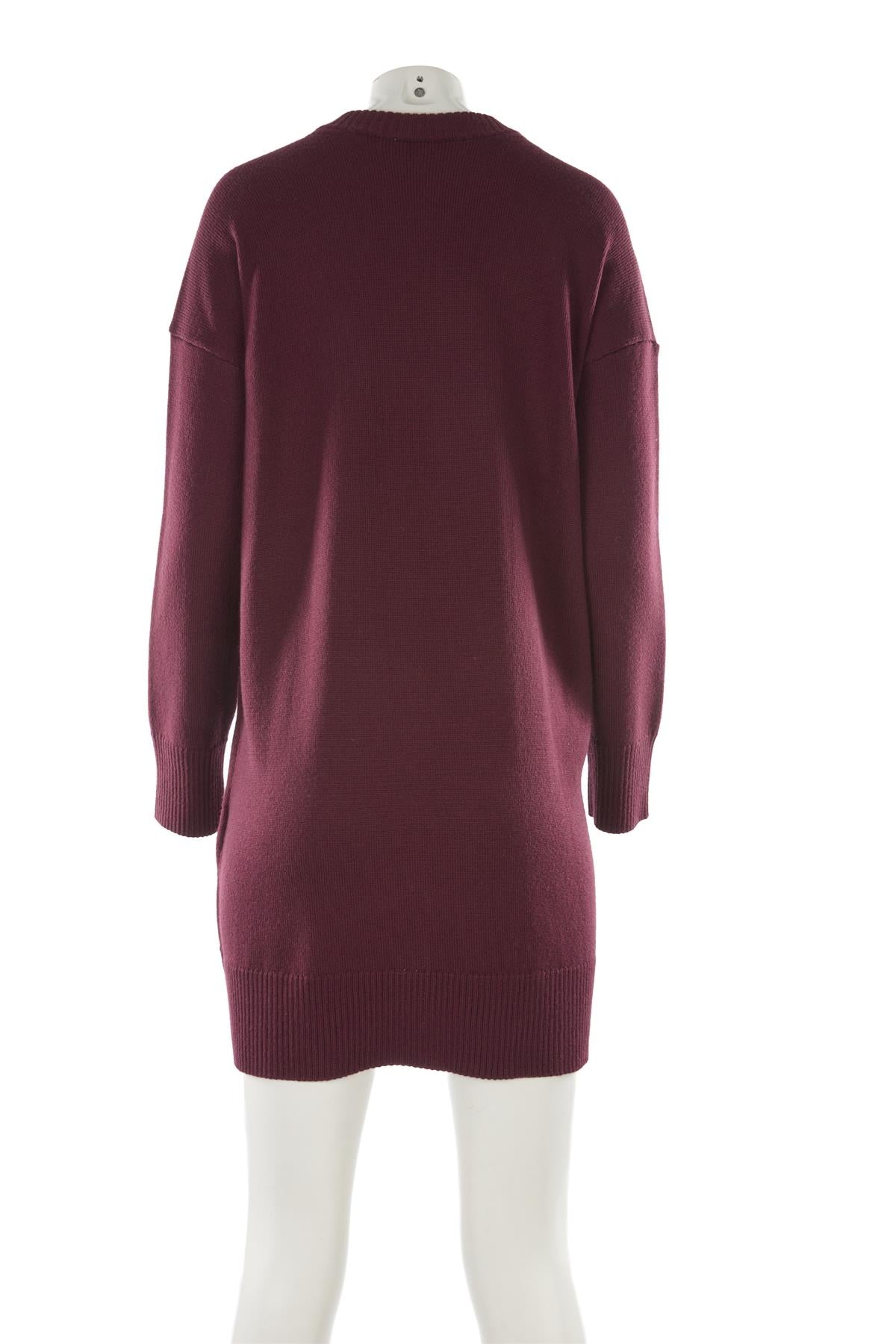 SEZANE BURGUNDY WOOL MINI DRESS MEDIUM