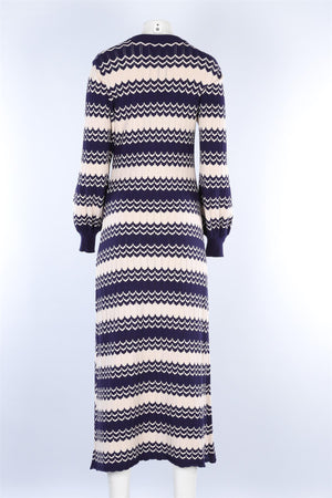 RIXO NAVY KNIT MAXI DRESS LARGE-XLARGE