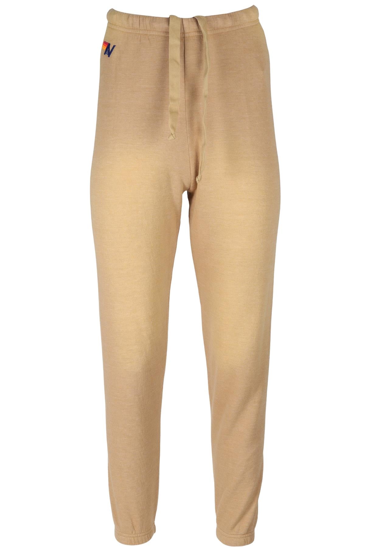 AVIATOR NATION TAN COTTON TRACK PANTS XSMALL