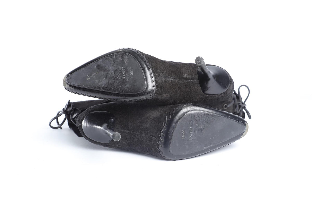 GUCCI BLACK VINTAGE SUEDE ANKLE BOOTS EU 38 UK 5 US 8