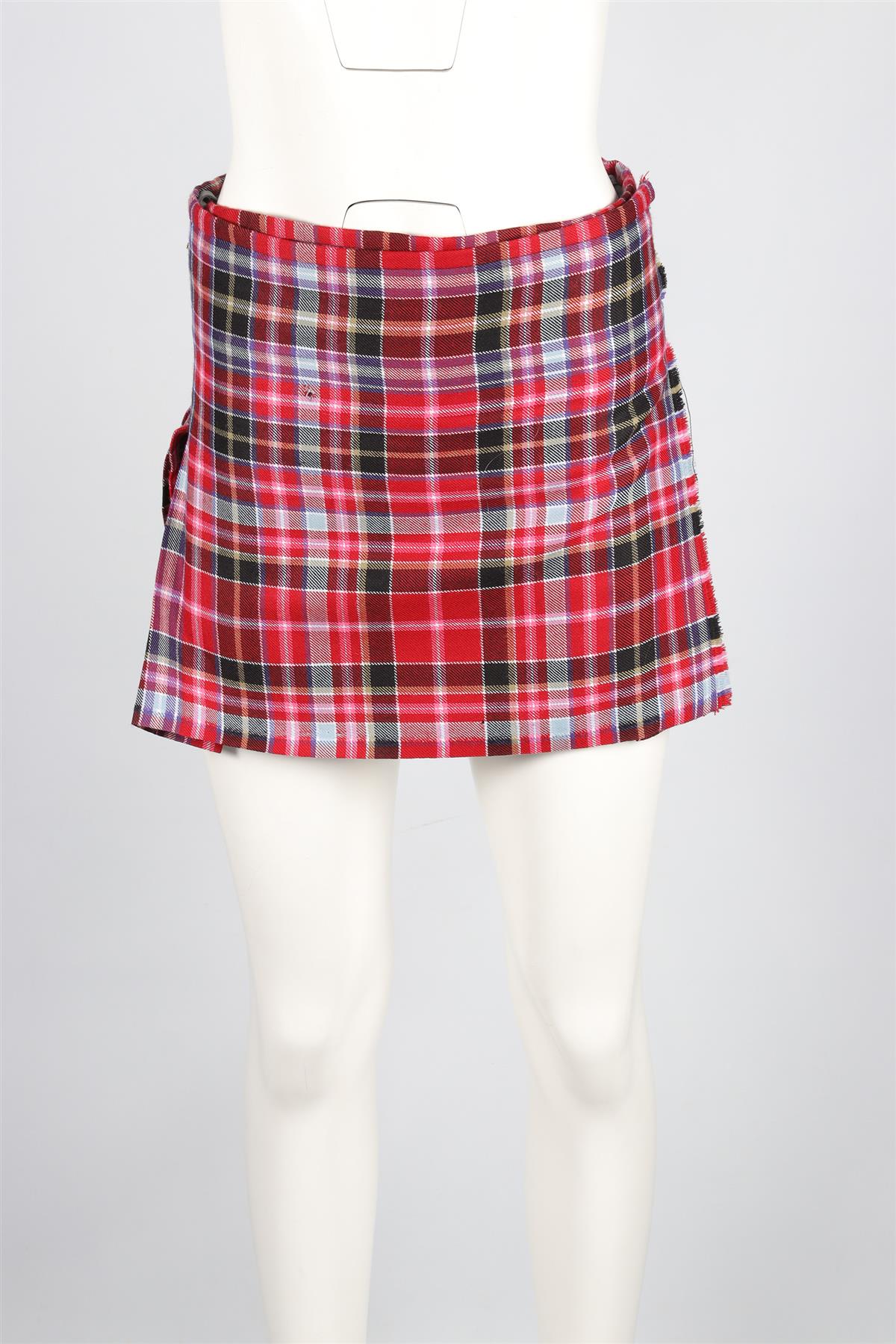 WORLD'S END + VIVIENNE WESTWOOD RED WOOL MINI SKIRT US 2 UK 6