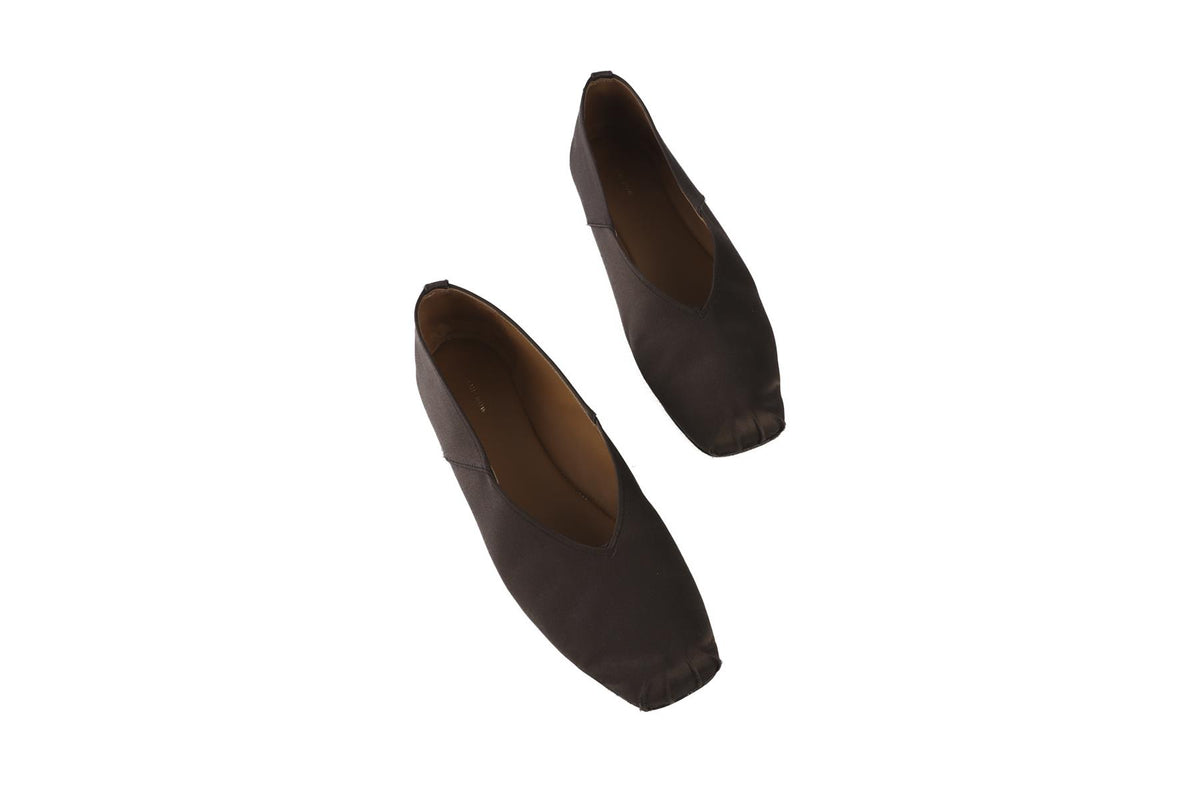 THE ROW GREY SATIN BALLET FLATS EU 38 UK 5 US 8