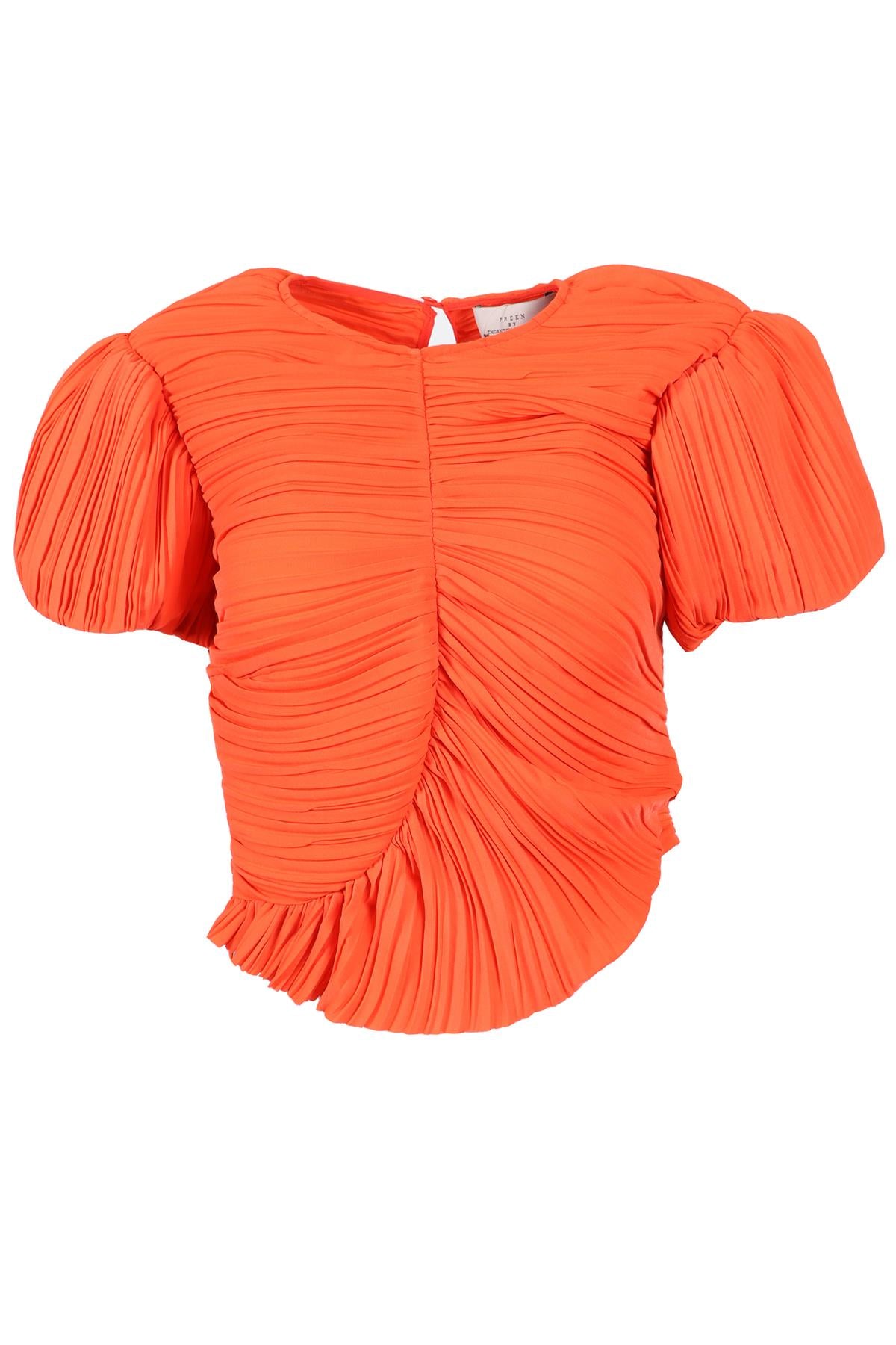 PREEN BY THORNTON BREGAZZI ORANGE CROPPED CREPE TOP MEDIUM