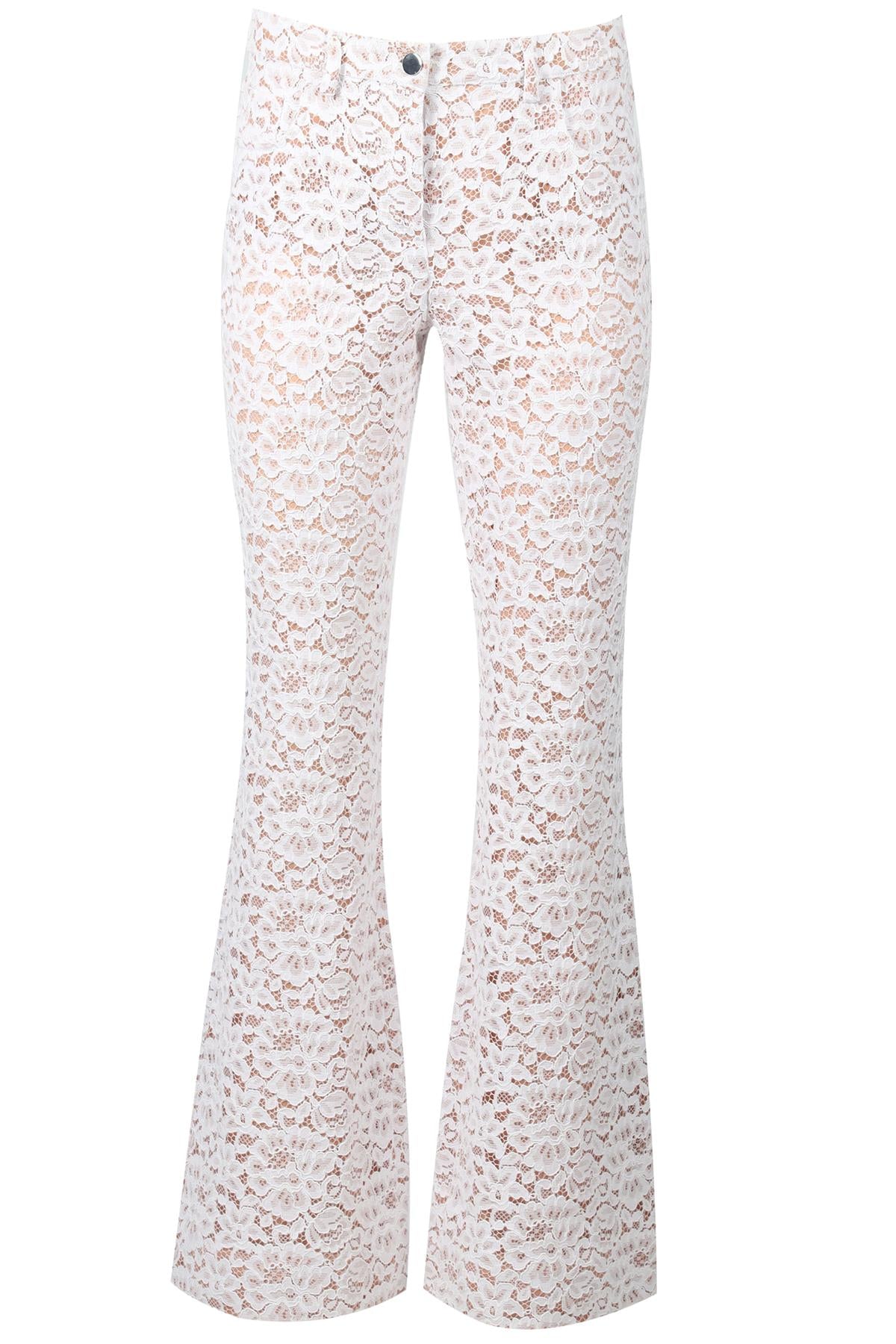 MICHAEL KORS COLLECTION WHITE LACE FLARED PANTS US 6 UK 10