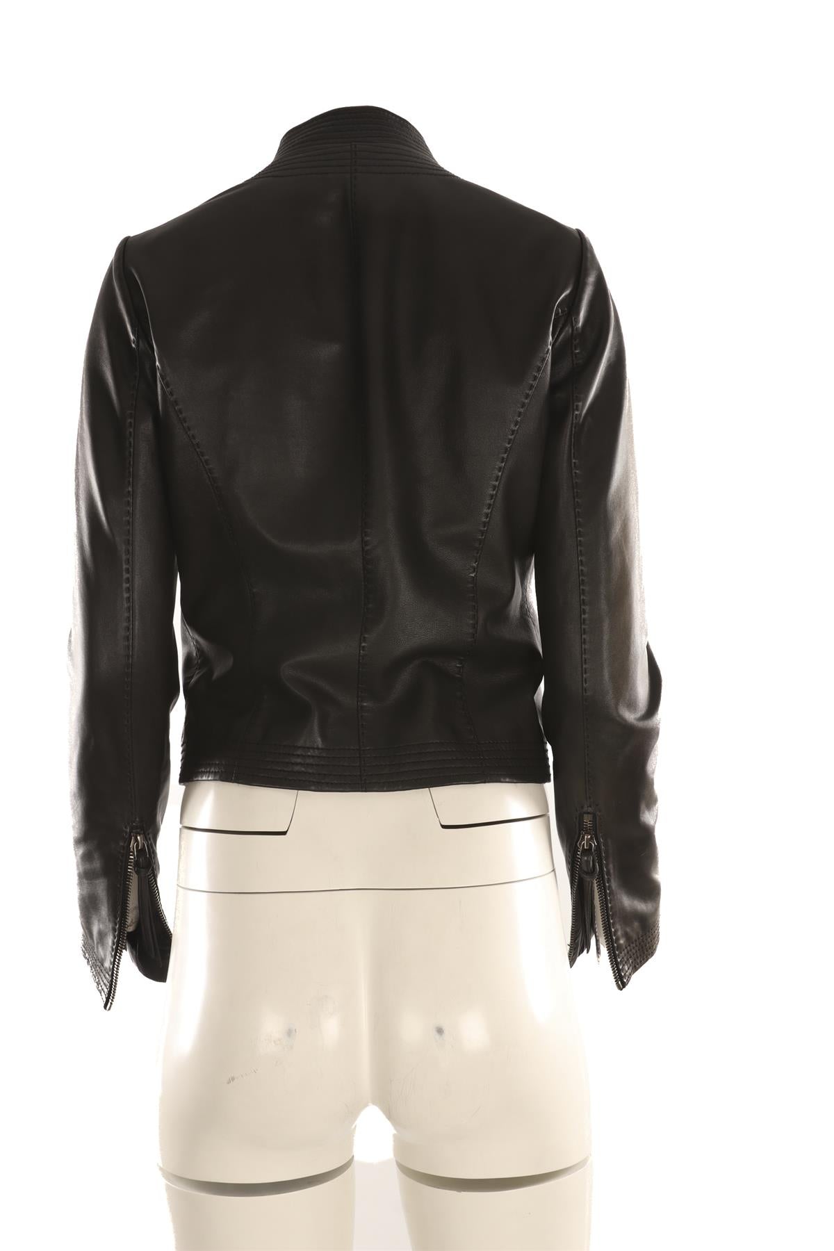 BARBARA BUI BLACK LEATHER JACKET IT 40 UK 8