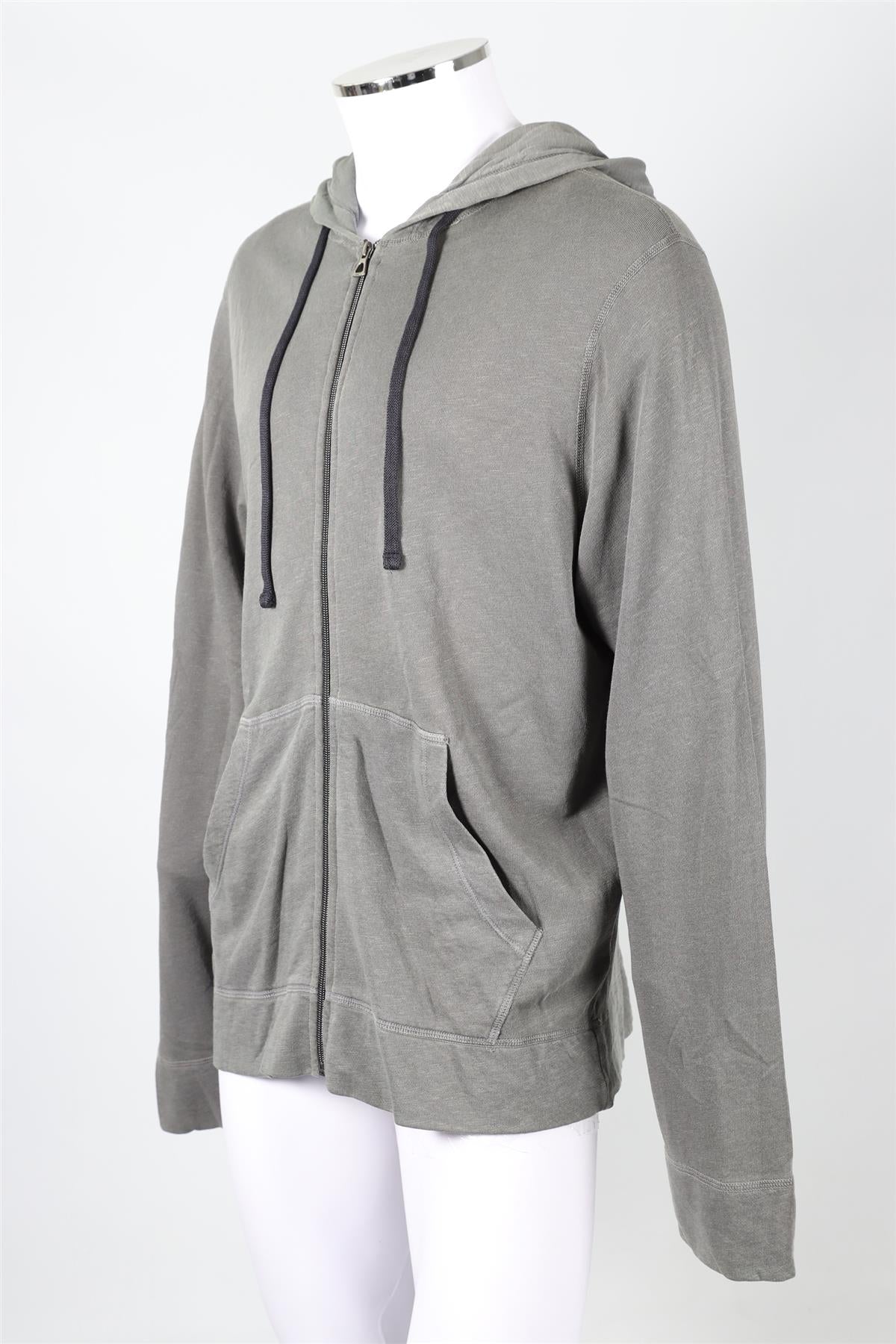 JAMES PERSE GREY MEN'S COTTON HOODIE SIZE 3 LARGE