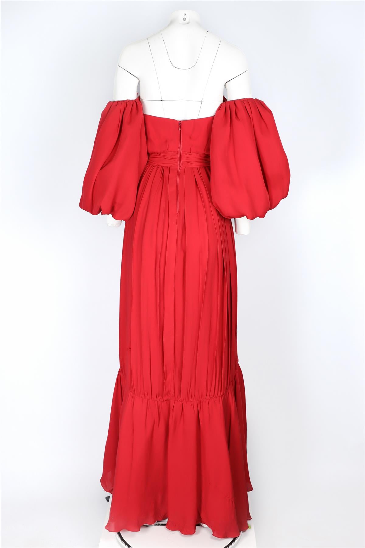 JOHANNA ORTIZ RED SILK MAXI DRESS UK 6