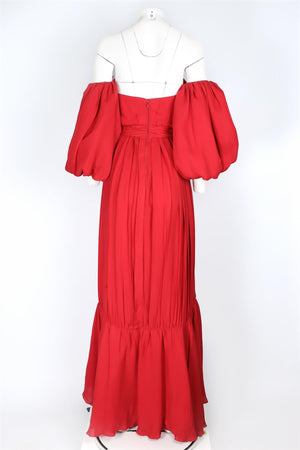 JOHANNA ORTIZ RED SILK MAXI DRESS UK 6