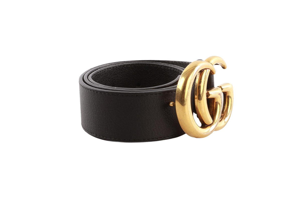 BLACK GG LEATHER WAIST BELT