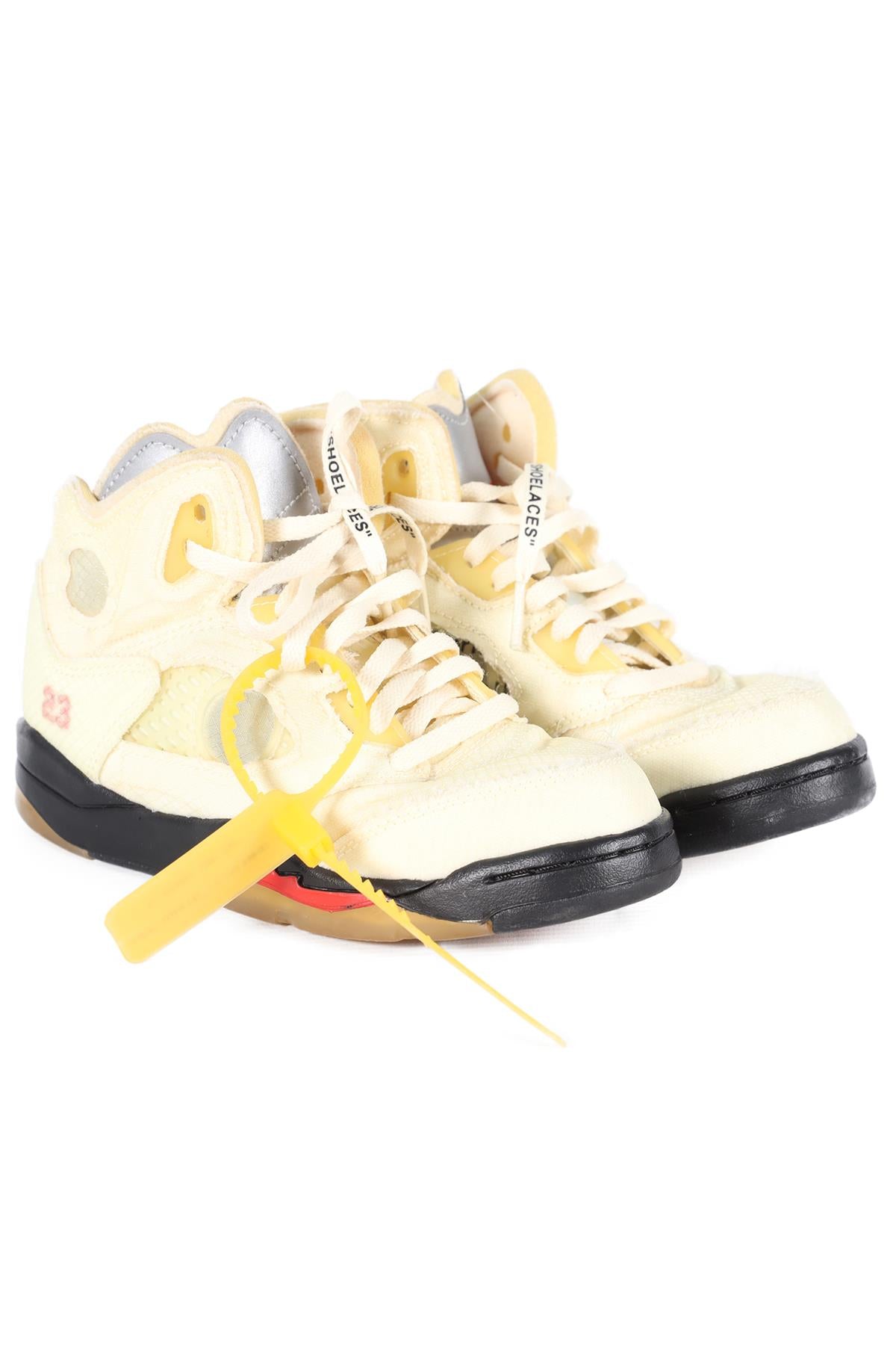 OFF-WHITE + AIR JORDAN KIDS BOYS YELLOW 5 RETRO SAIL SNEAKERS EU 31.5 UK 12.5-13
