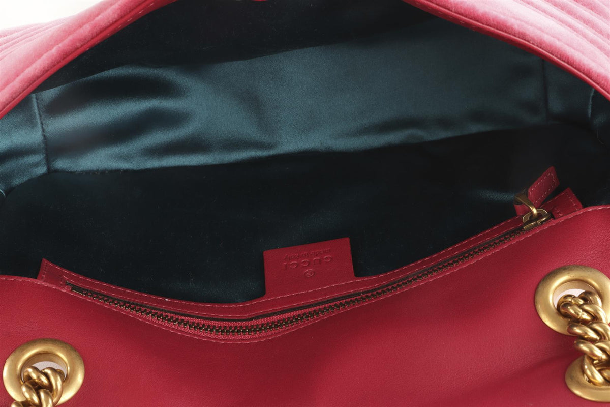 GUCCI PINK MARMONT VELVET SHOULDER BAG
