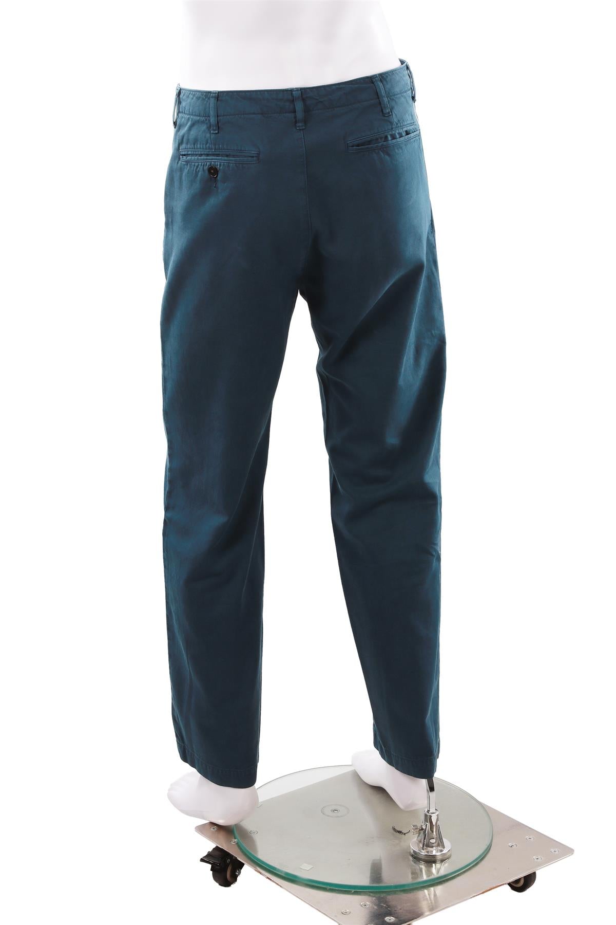 BLUE MEN'S COTTON STRAIGHT LEG PANTS