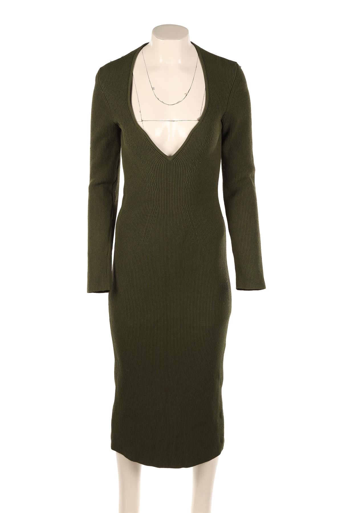 KHAITE GREEN KNIT MAXI DRESS LARGE