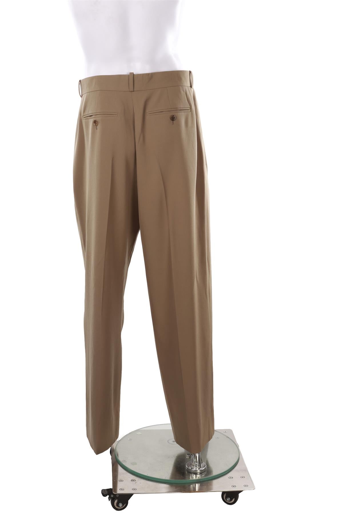 TAUPE MEN'S WOOL STRAIGHT LEG PANTS