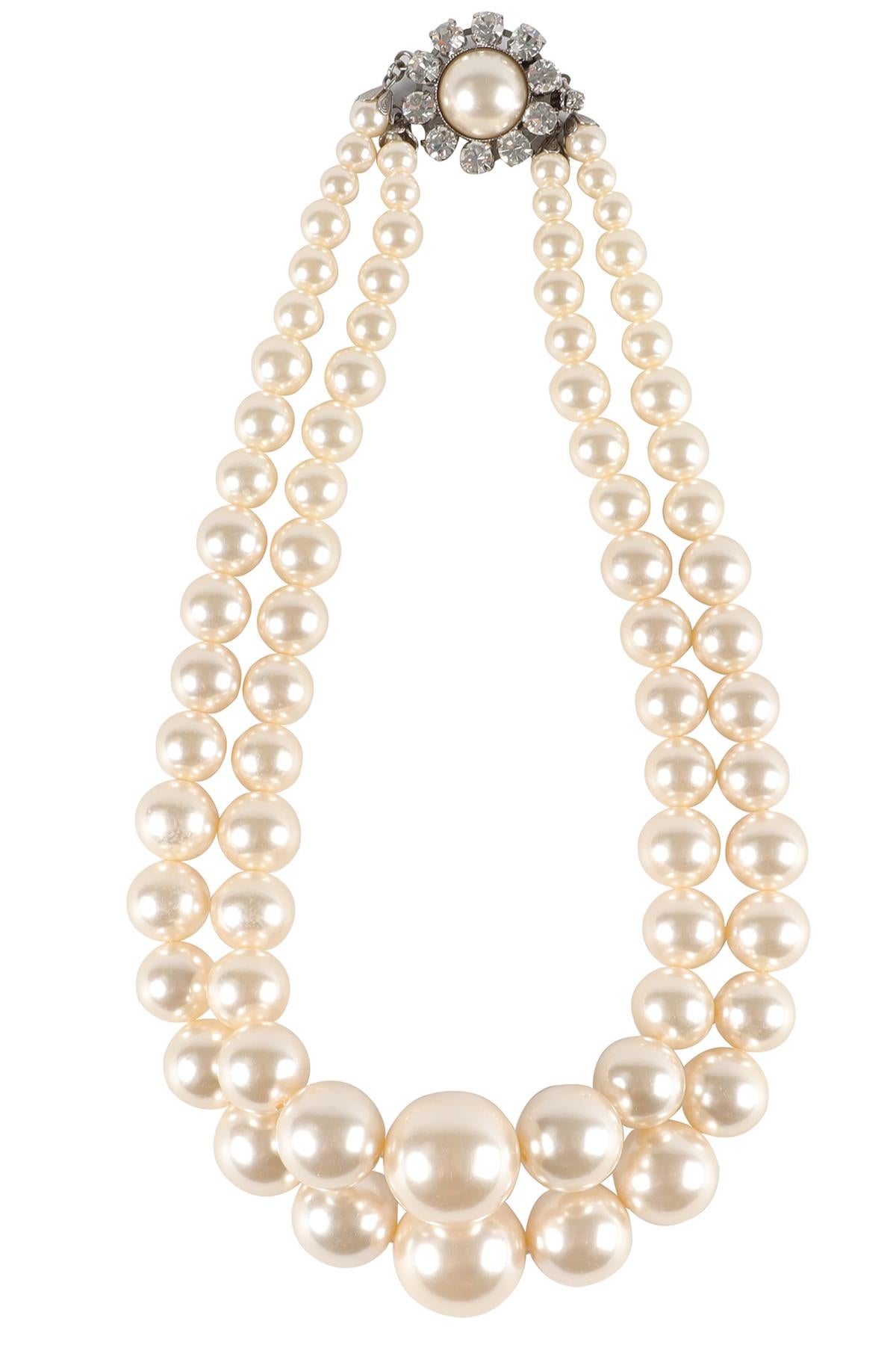 ALESSANDRA RICH IVORY CRYSTAL AND FAUX PEARL NECKLACE