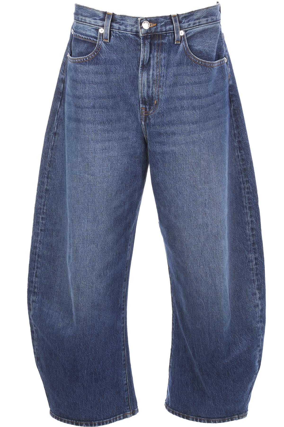 FRAME BLUE HIGH RISE BARREL LEG JEANS W29