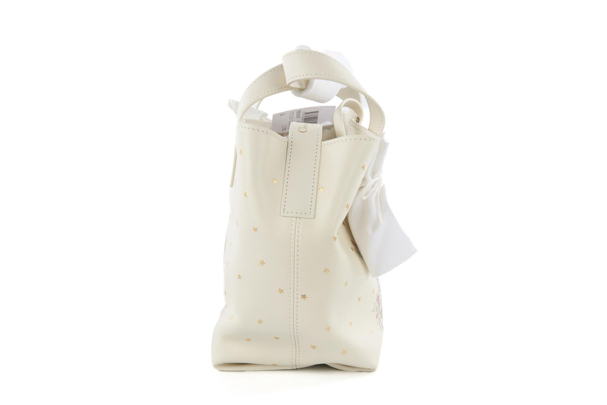 CHRISTIAN DIOR WHITE DIOR LUCKY SMALL TOUJOURS VERTICAL LEATHER TOTE BAG