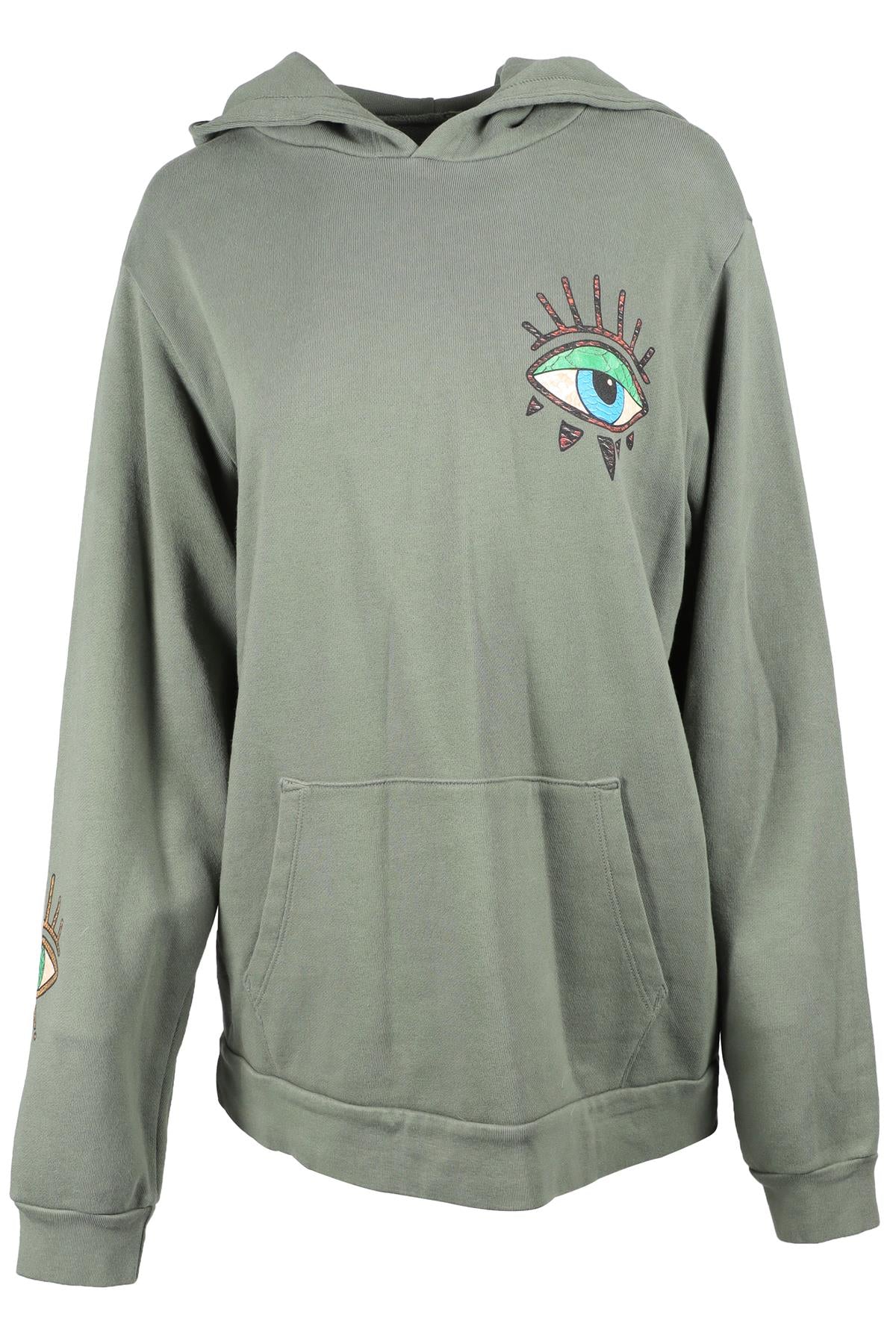 NSF + JACQUIE AICHE GREEN COTTON HOODIE US 4 UK 8