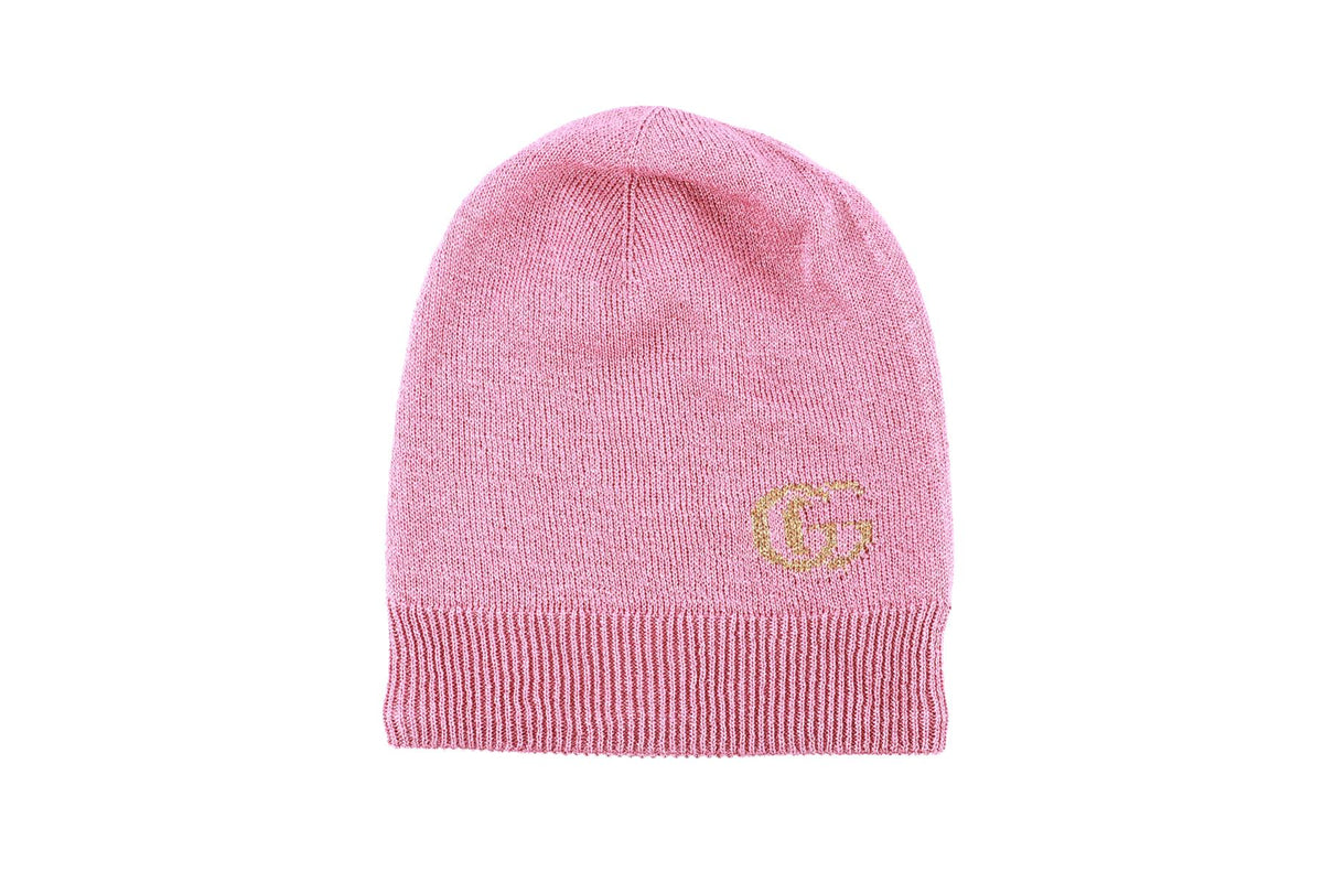 GUCCI PINK GG KNIT BEANIE MEDIUM