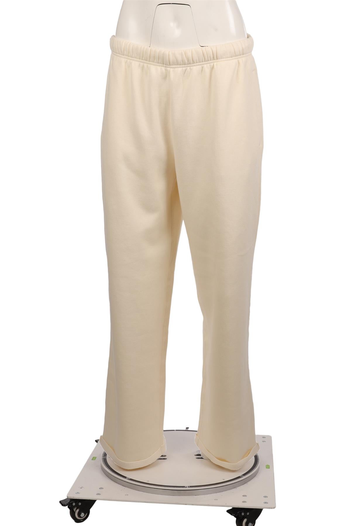 SKIMS CREAM COTTON TRACK PANTS MEDIUM