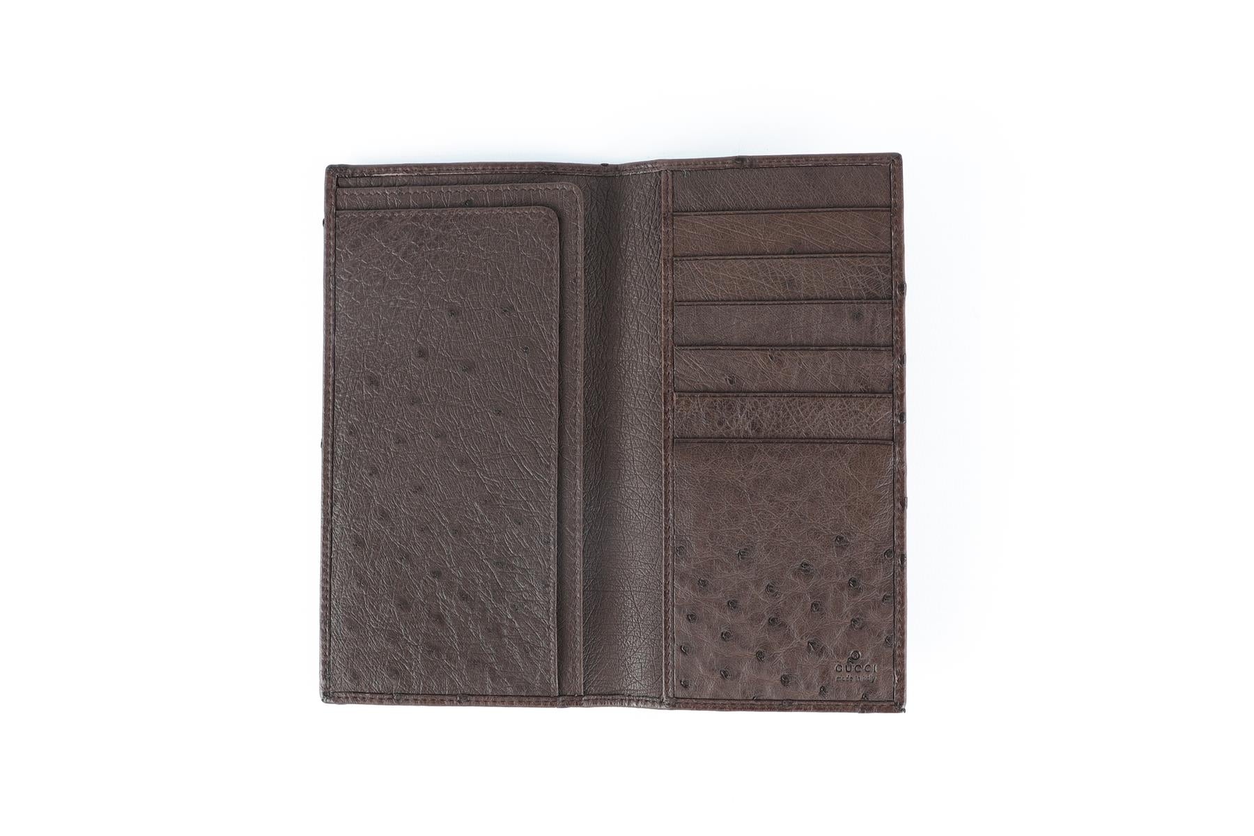 GUCCI BROWN OSTRICH LEATHER WALLET