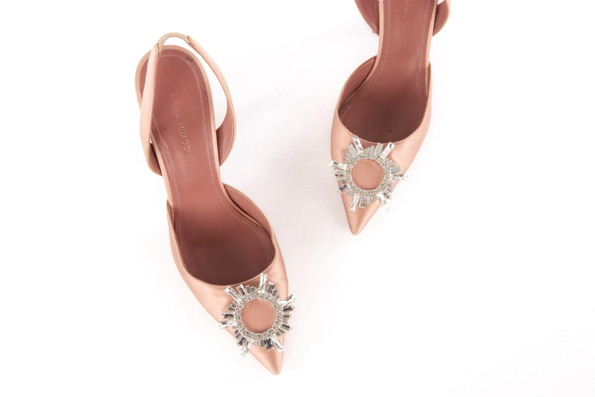 AMINA MUADDI PINK BEGUM SATIN SLINGBACK PUMPS EU 38.5 UK 5.5 US 8.5