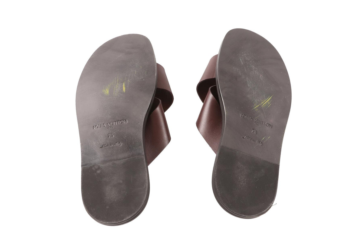 LOUIS VUITTON MAROON MEN'S LEATHER SANDALS EU 41.5 UK 7.5 US 8.5