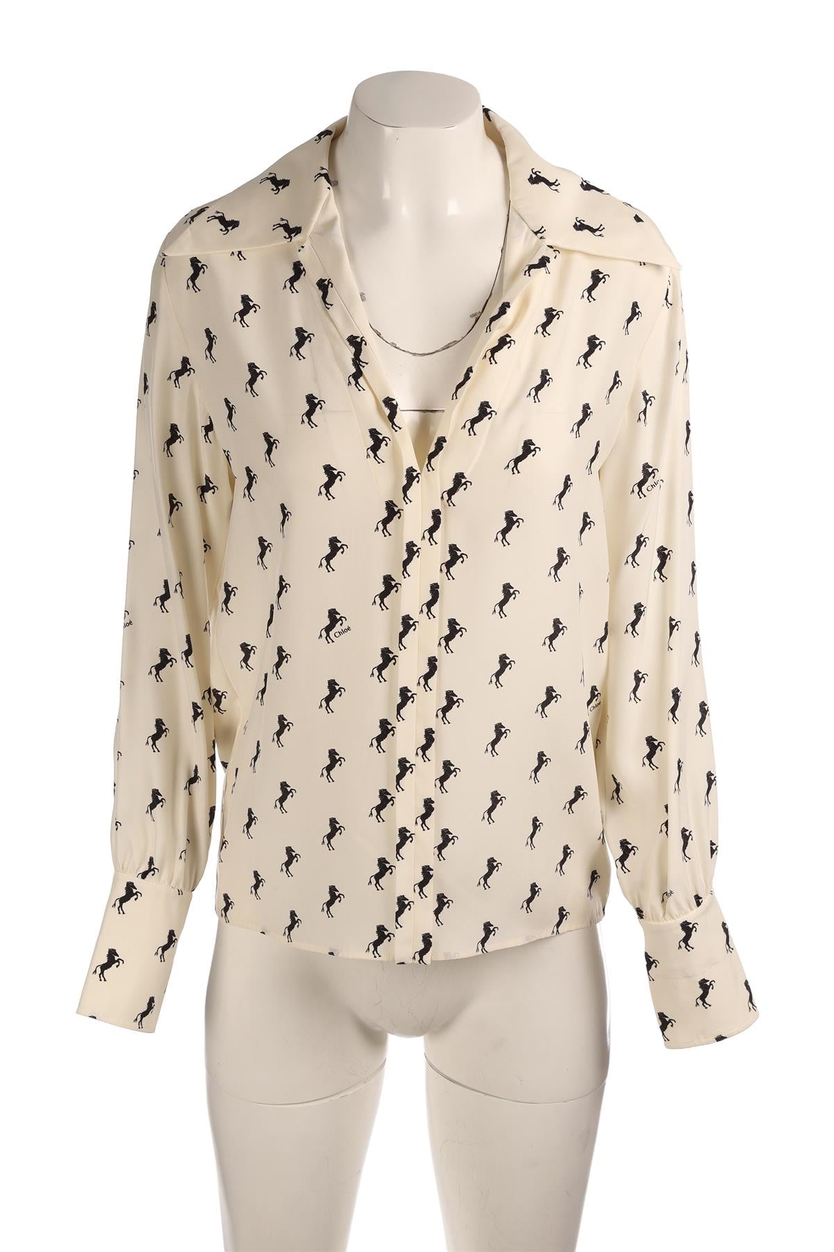 CHLOÉ CREAM SILK SHIRT FR 38 UK 10