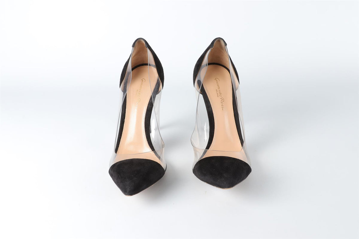 GIANVITO ROSSI BLACK PVC AND SUEDE PUMPS EU 38.5 UK 5.5 US 8.5