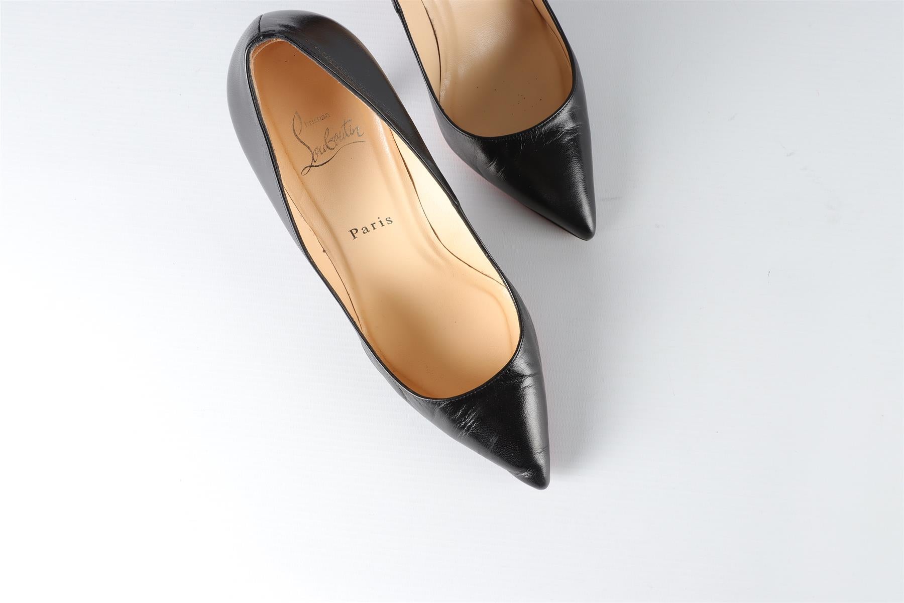 CHRISTIAN LOUBOUTIN BLACK LEATHER PUMPS EU 37.5 UK 4.5 US 7.5