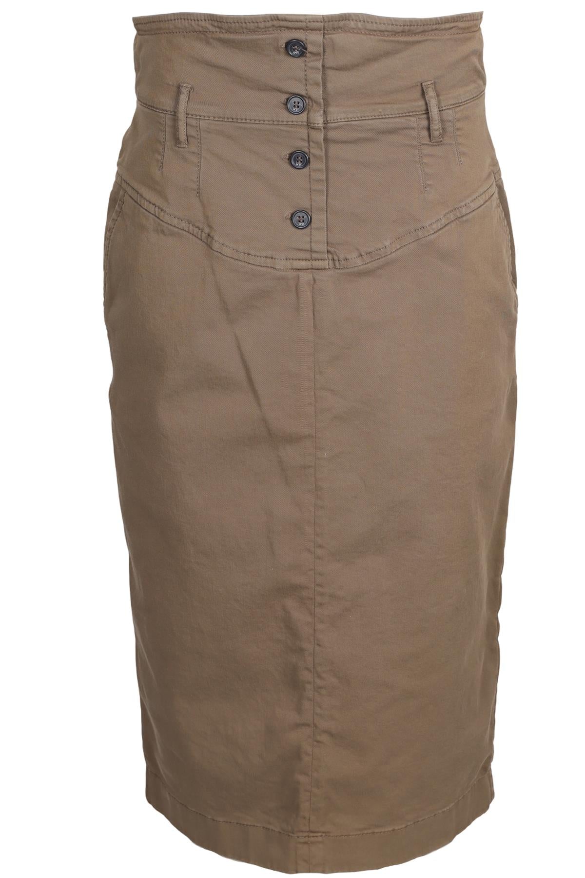 Nº 21 BROWN COTTON MIDI SKIRT IT 48 UK 16