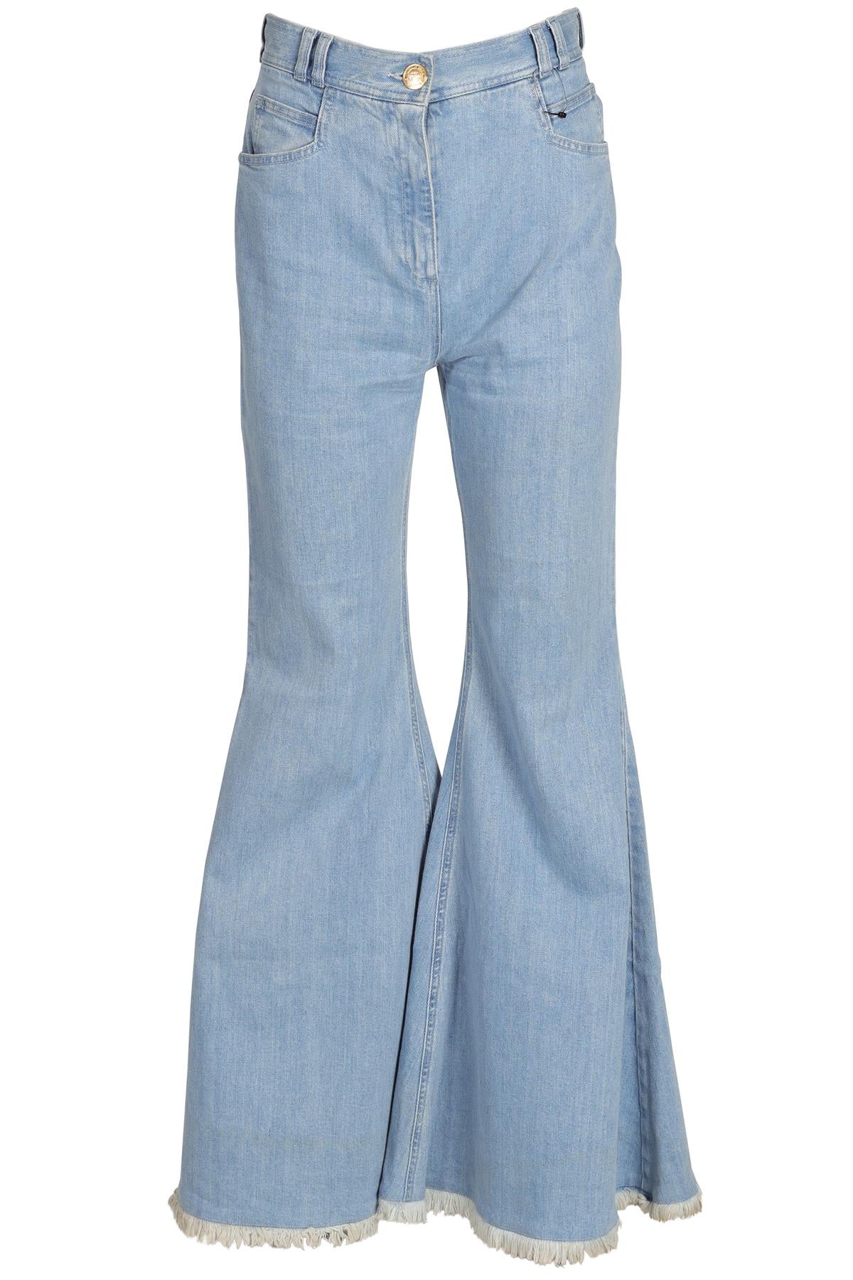 BALMAIN BLUE HIGH RISE FLARED JEANS FR 40 UK 12