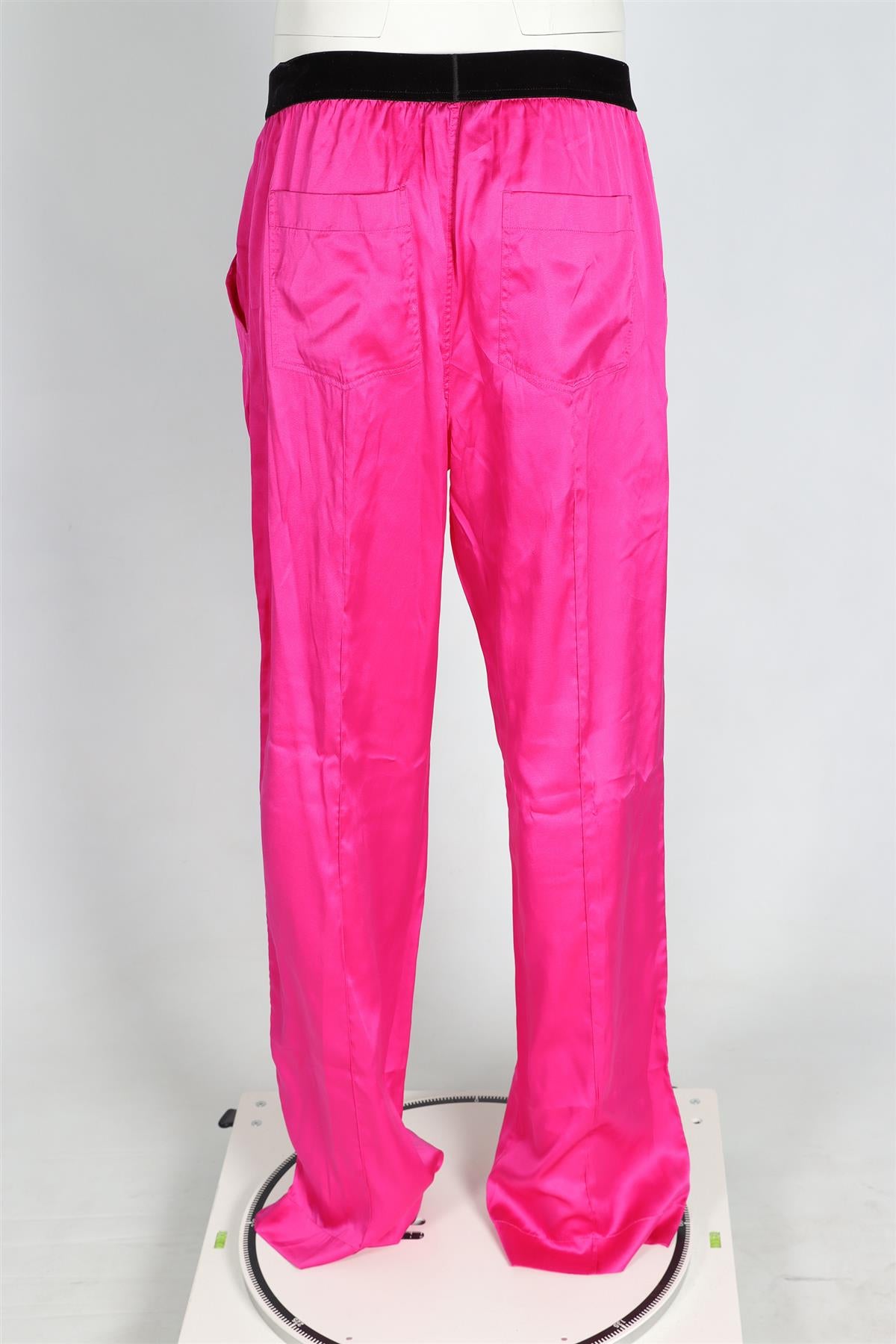 TOM FORD PINK SILK STRAIGHT LEG PANTS LARGE