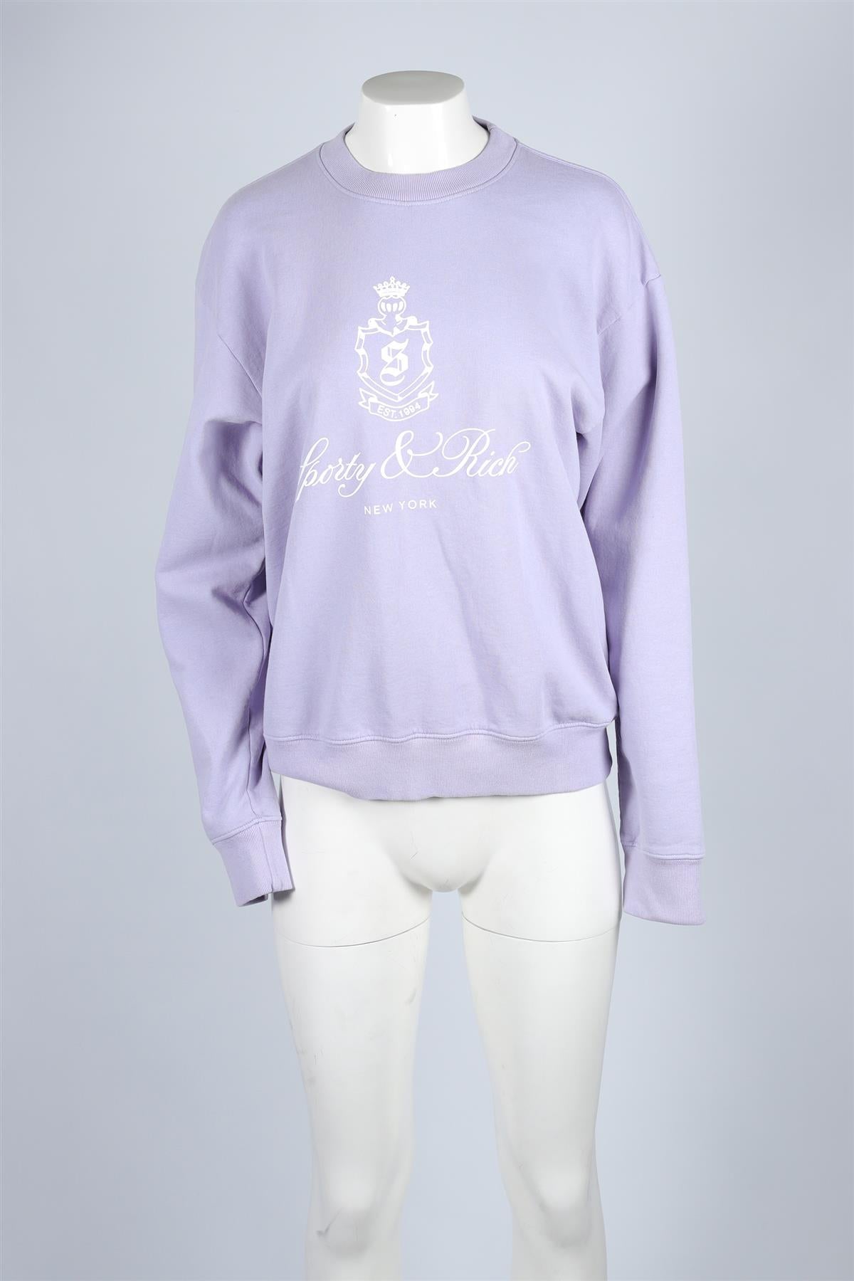SPORTY & RICH PURPLE COTTON SWEATSHIRT MEDIUM