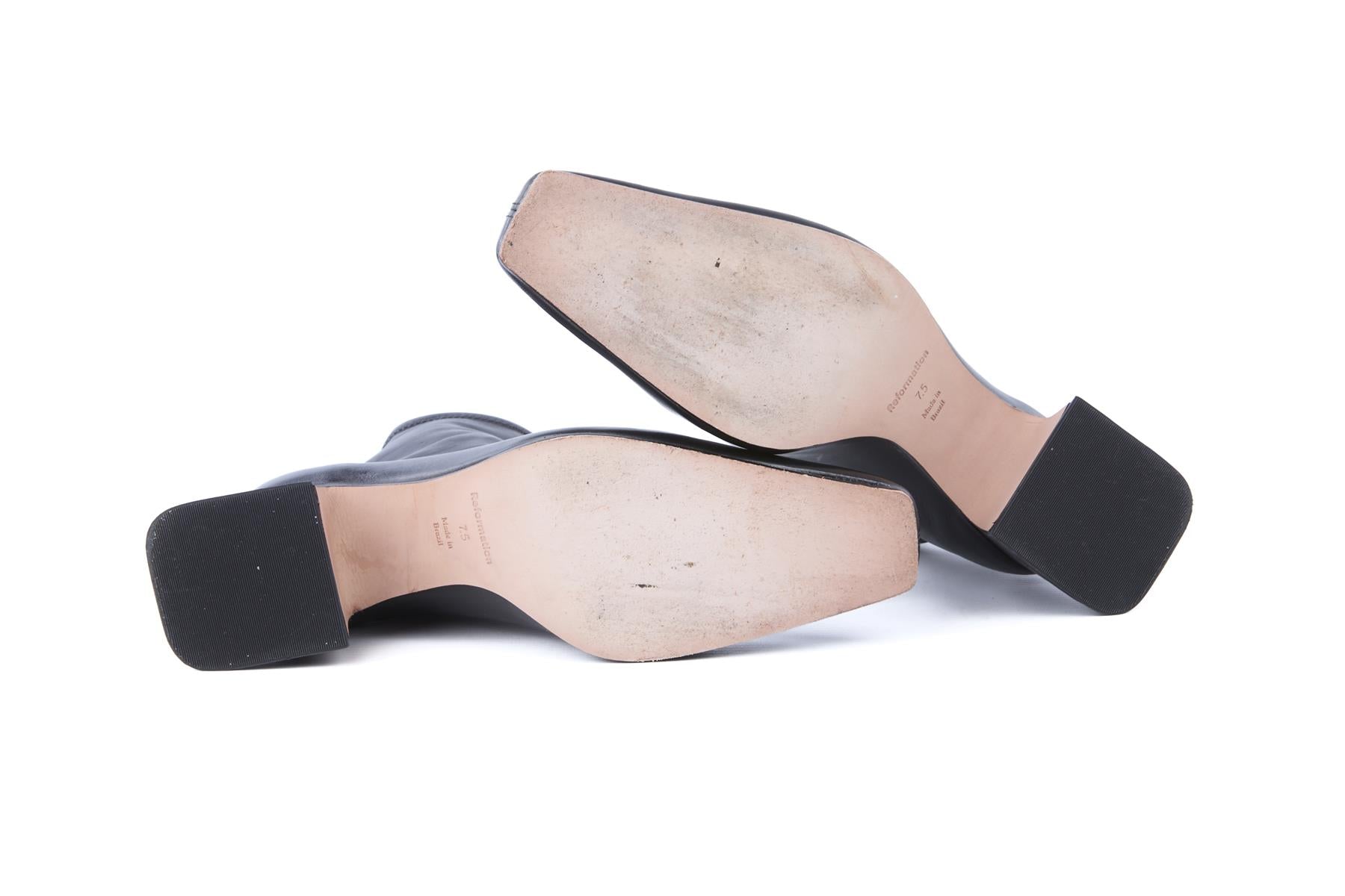 REFORMATION BLACK LEATHER ANKLE BOOTS US 7.5 UK 4.5 EU 37.5