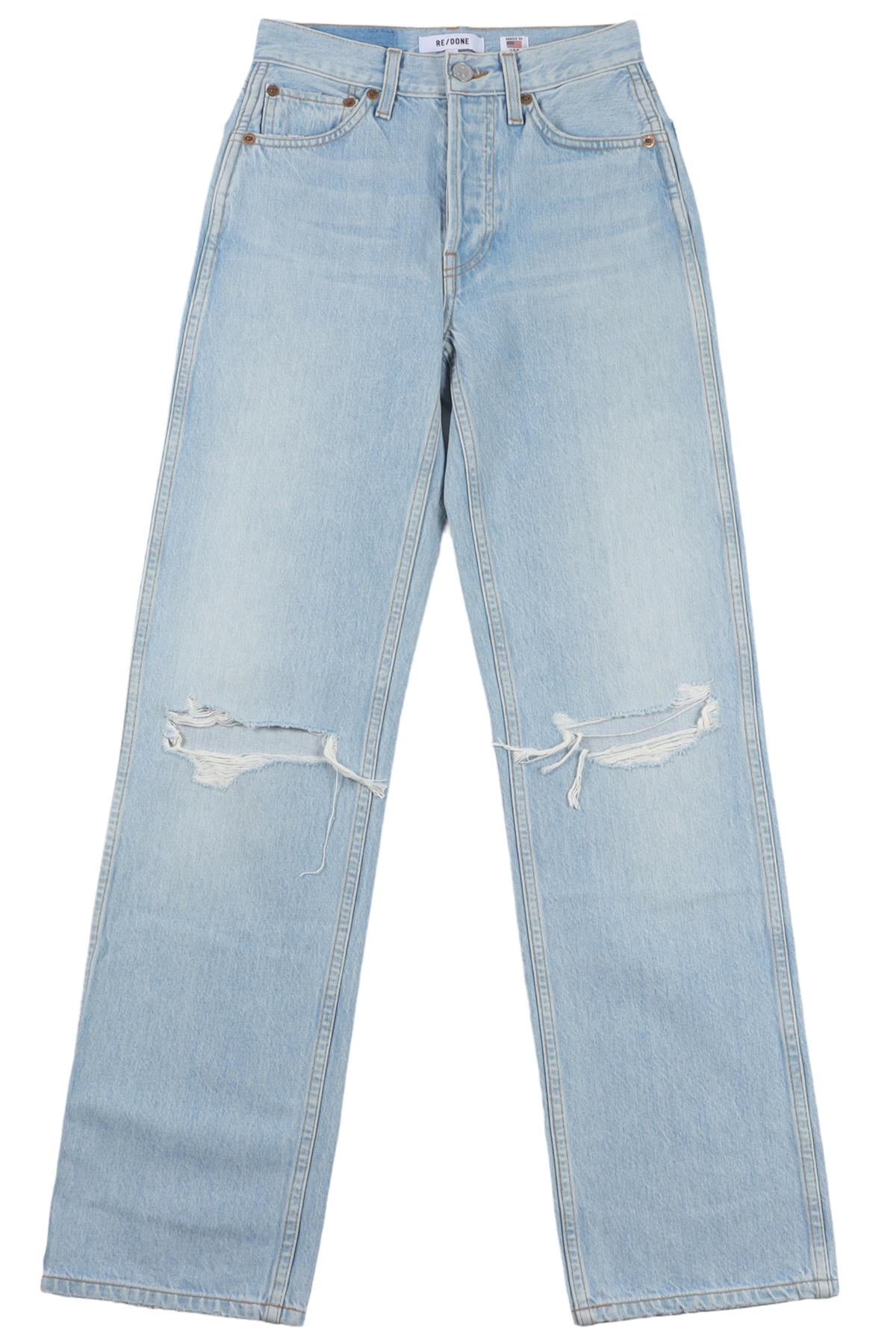 RE/DONE BLUE HIGH RISE STRAIGHT LEG JEANS W24 UK 6