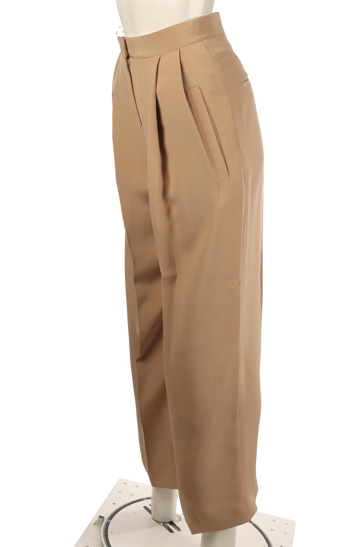 CELINE BEIGE SILK STRAIGHT LEG PANTS FR 36 UK 8