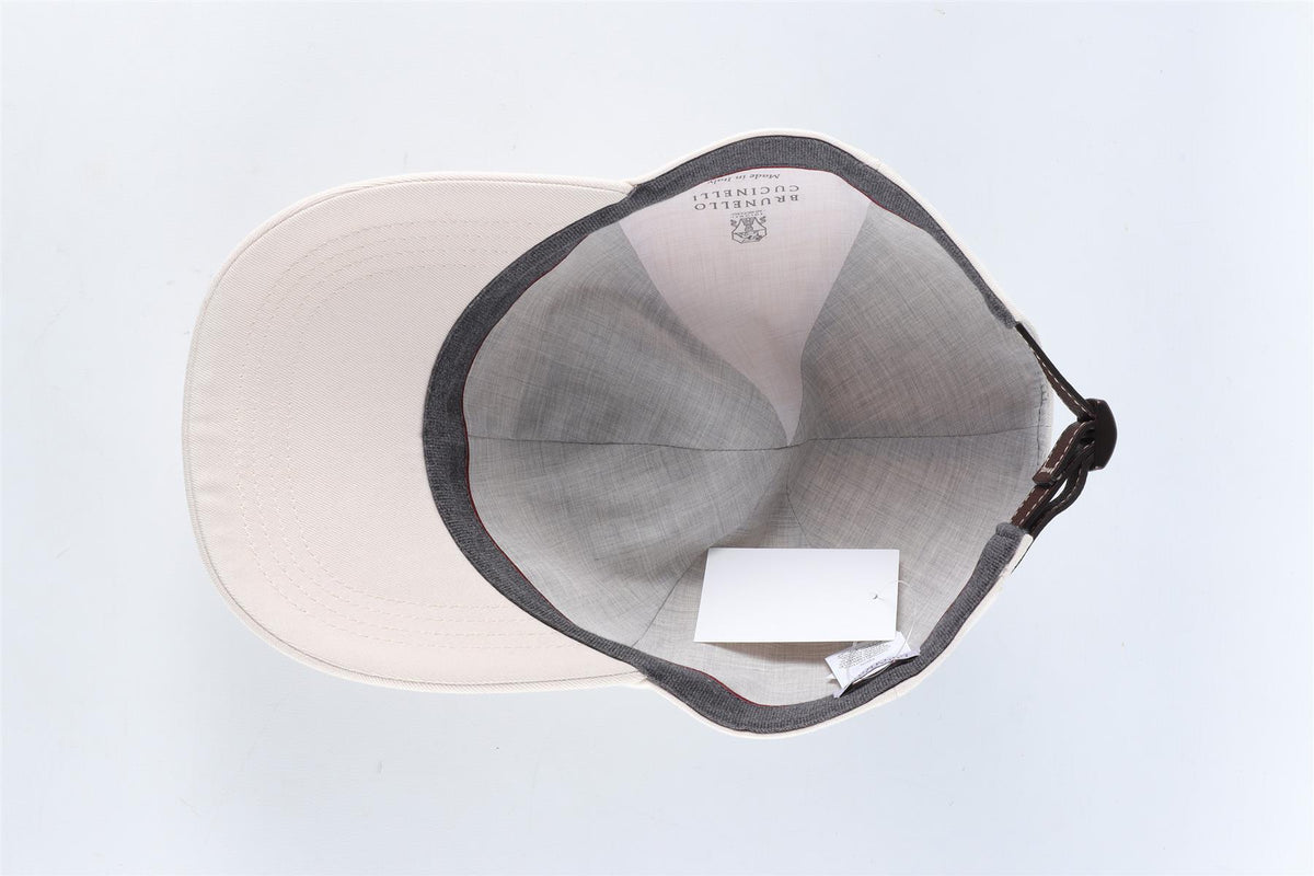 BRUNELLO CUCINELLI WHITE MEN'S COTTON BASEBALL CAP ONE SIZE