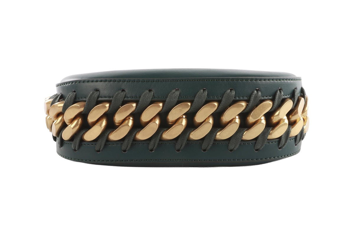 STELLA MCCARTNEY GREEN FRAYME SMALL FAUX LEATHER SHOULDER BAG