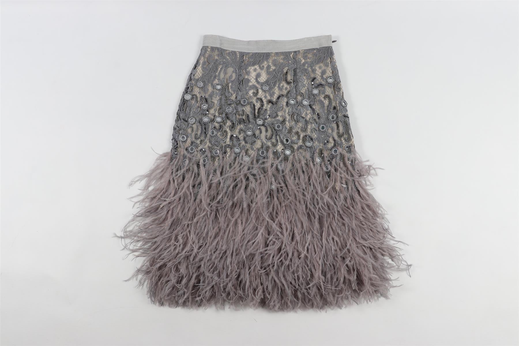 MATTHEW WILLIAMSON GREY LACE MINI SKIRT UK 6