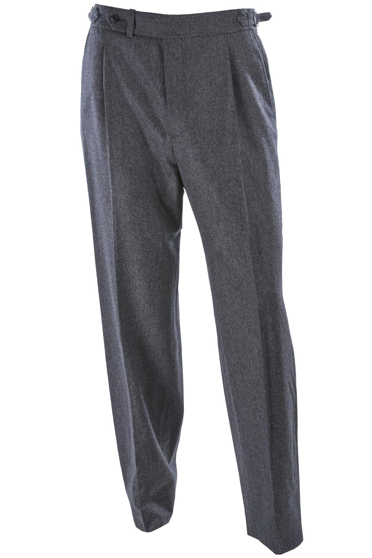 GREY MEN'S WOOL STRAIGHT LEG PANTS