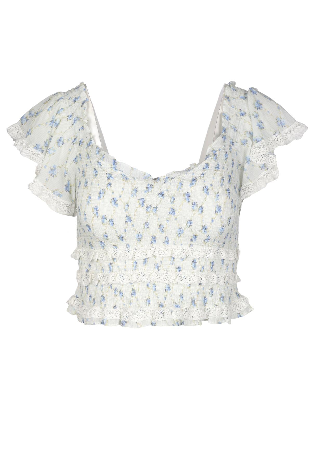 LOVESHACKFANCY BLUE COTTON TOP MEDIUM