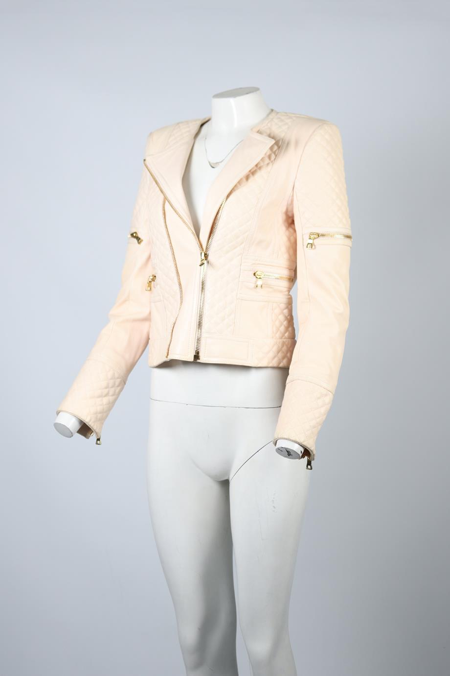 BALMAIN LEATHER BIKER JACKET FR 38 UK 10