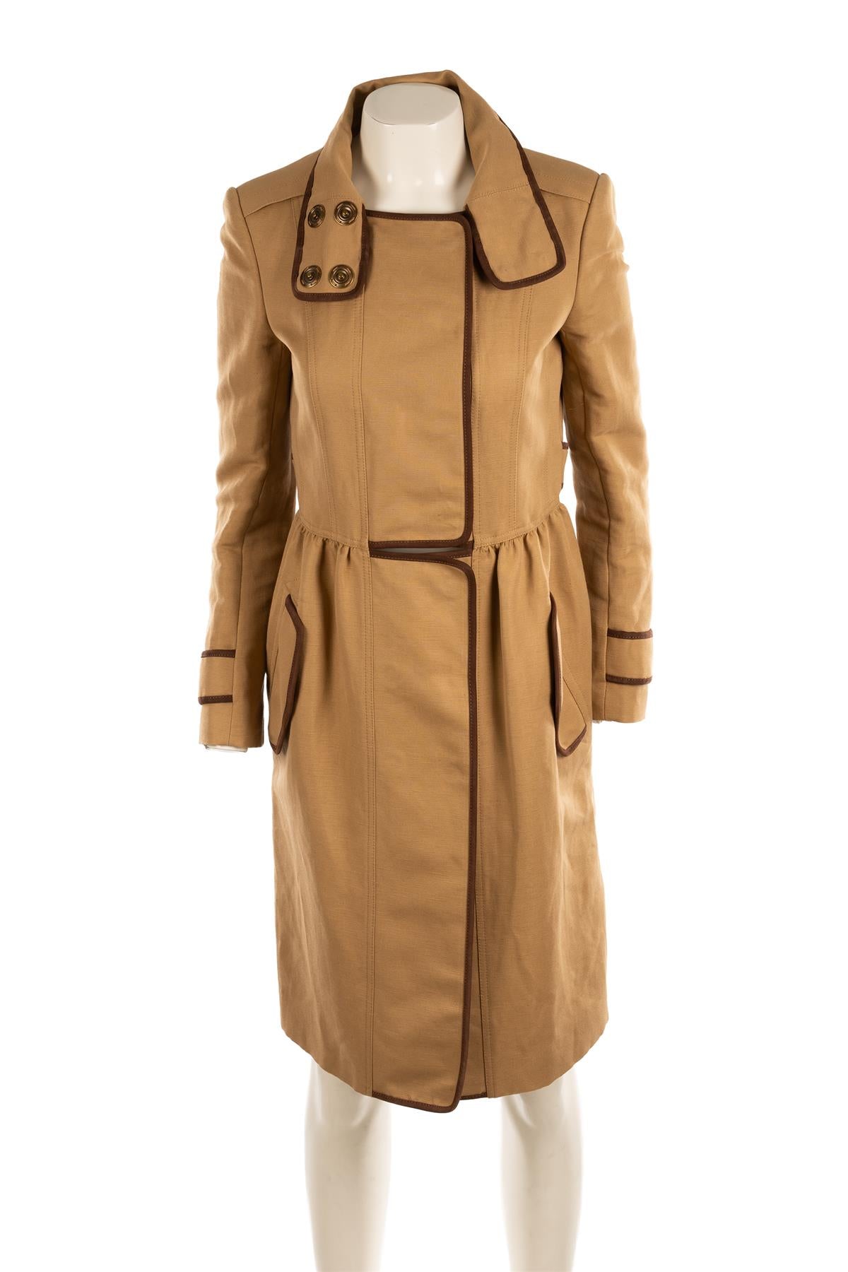 BURBERRY BEIGE LINEN TRENCH COAT IT 42 UK 10