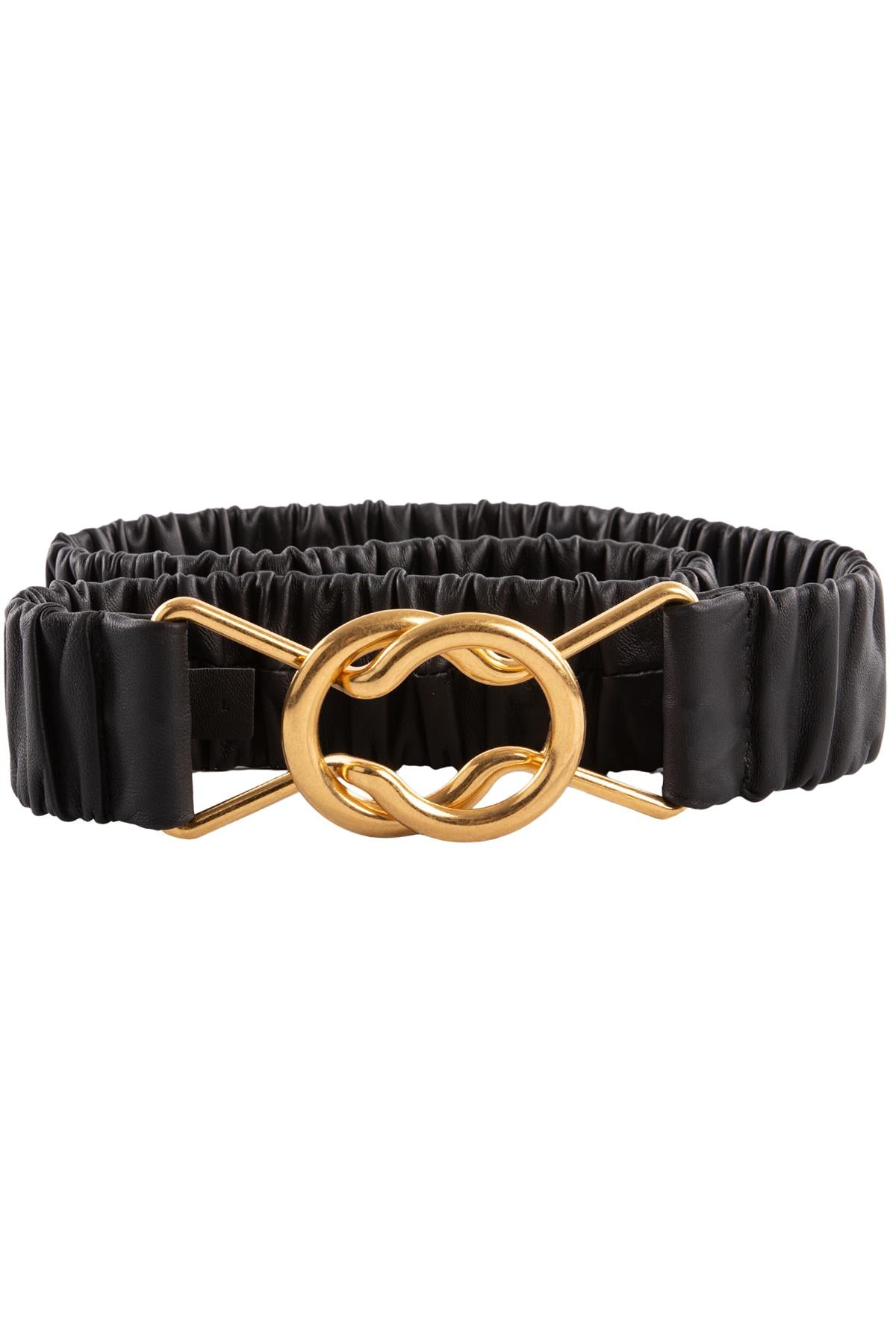 BOTTEGA VENETA BLACK LEATHER WAIST BELT LARGE