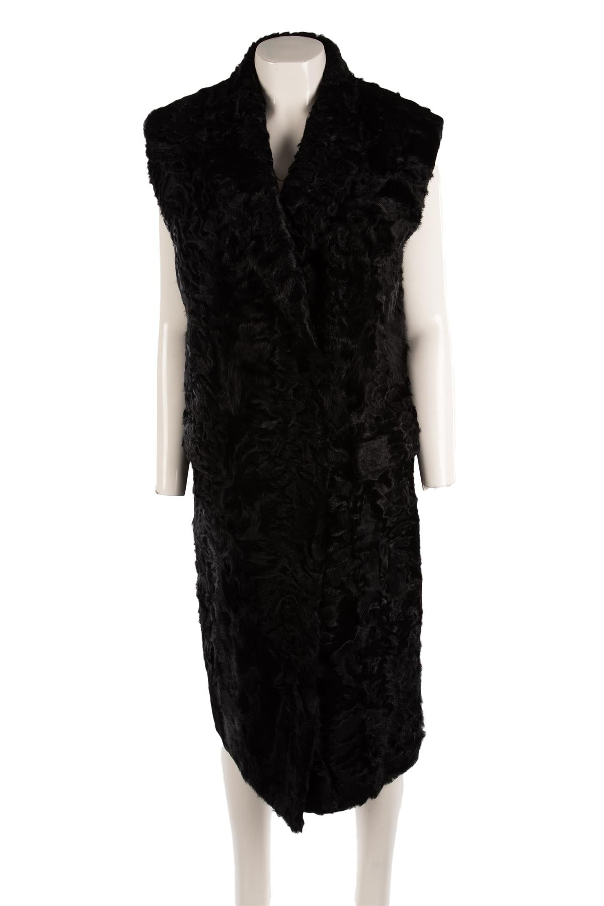 PRADA BLACK SHEARLING GILET IT 38 UK 6