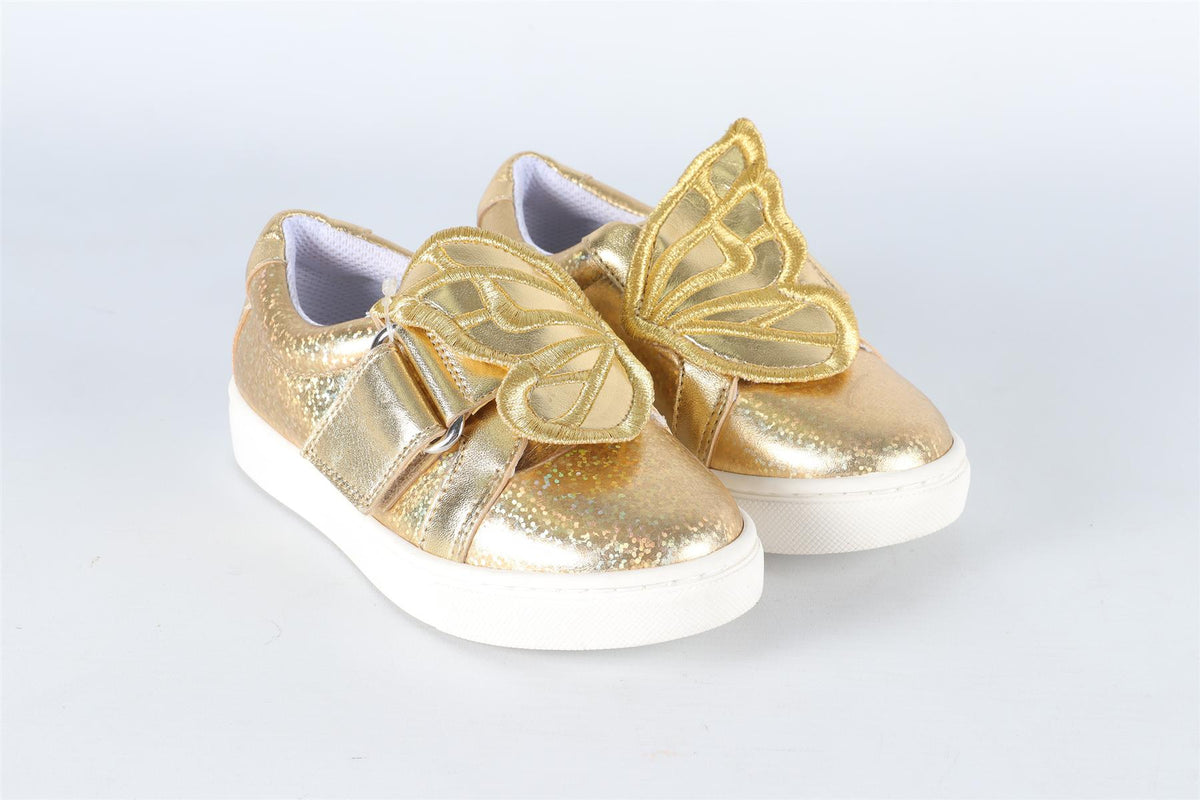 SOPHIA WEBSTER GOLD KIDS GIRLS LEATHER SNEAKERS EU 25 UK 8 US 9