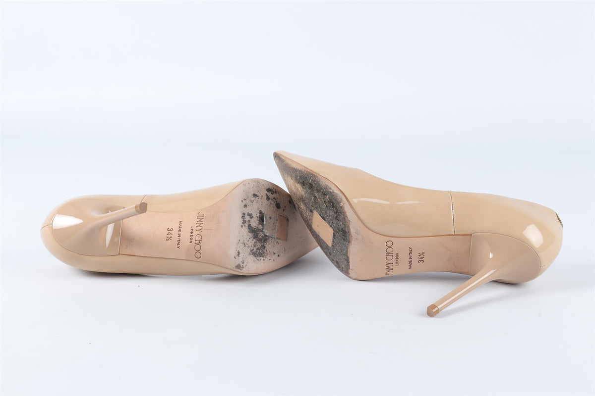 JIMMY CHOO BIEGE PATENT LEATHER PUMPS EU 34.5 UK 1.5 US 4.5